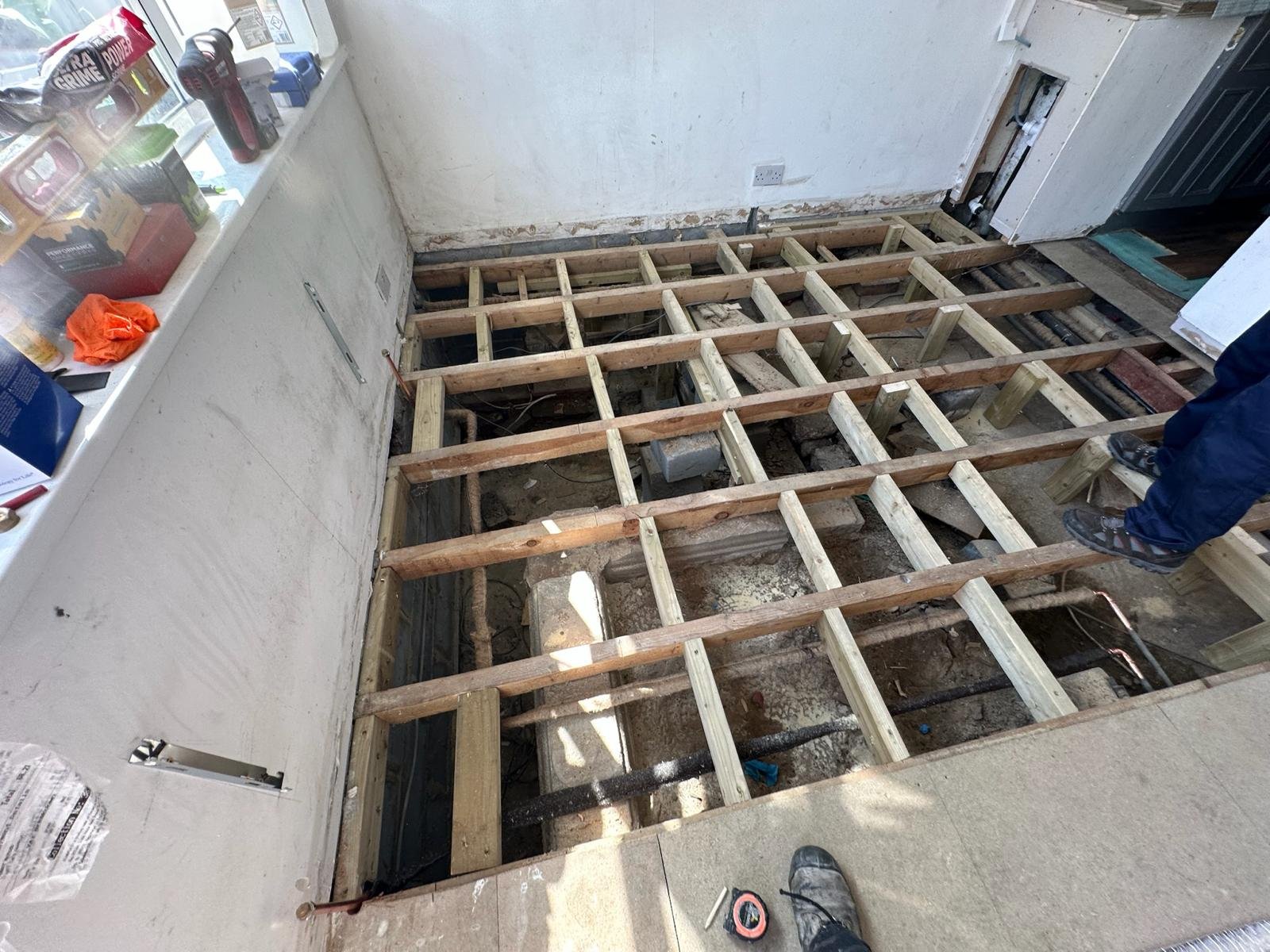 Floor joist and subfloor work