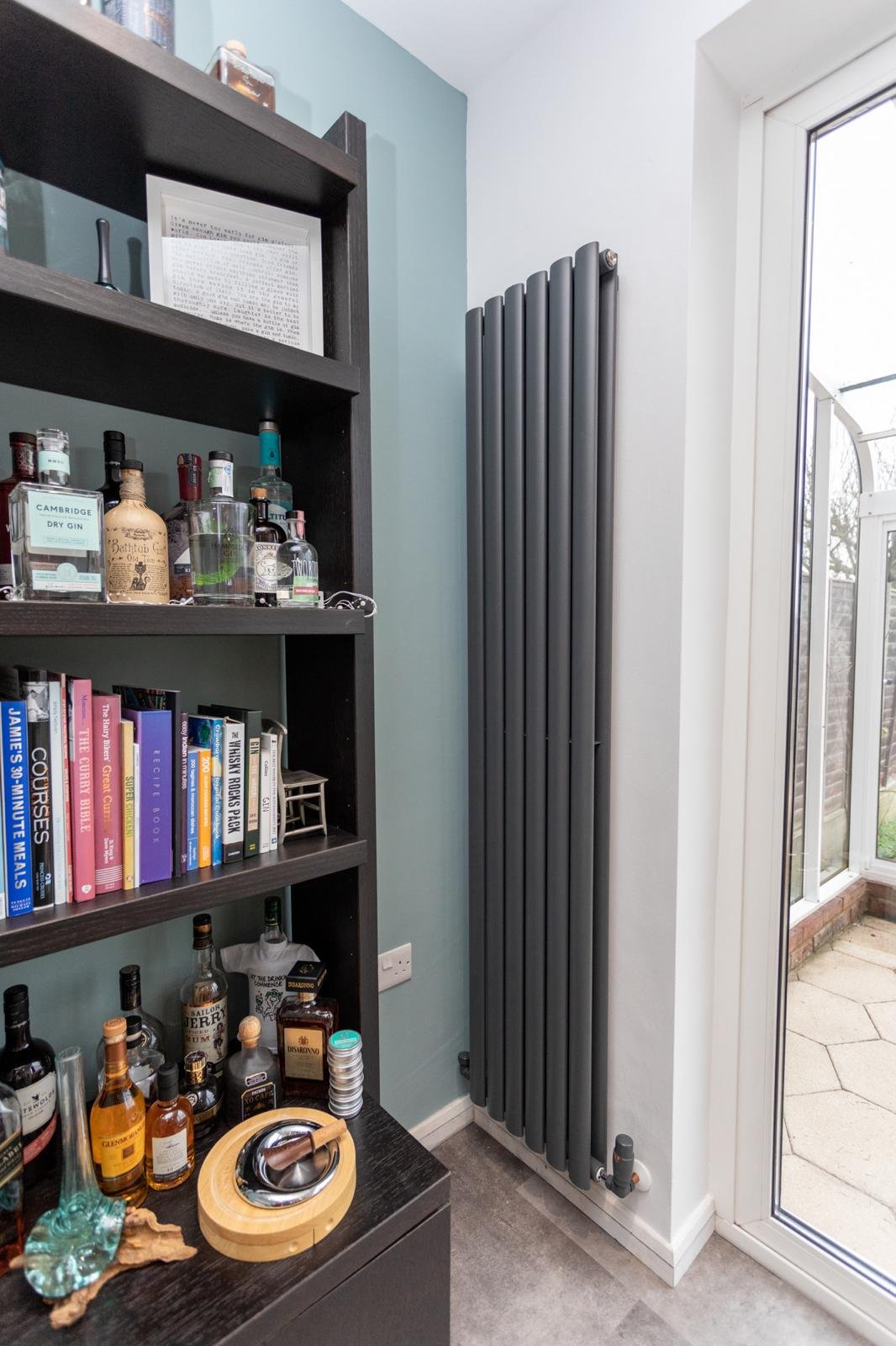 Black vertical designer radiator